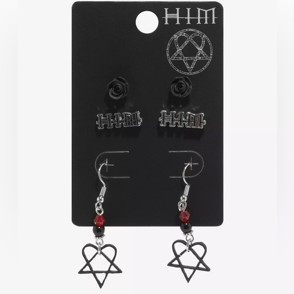 HIM Rose Heartagram Earring Set‎ Hot Topic